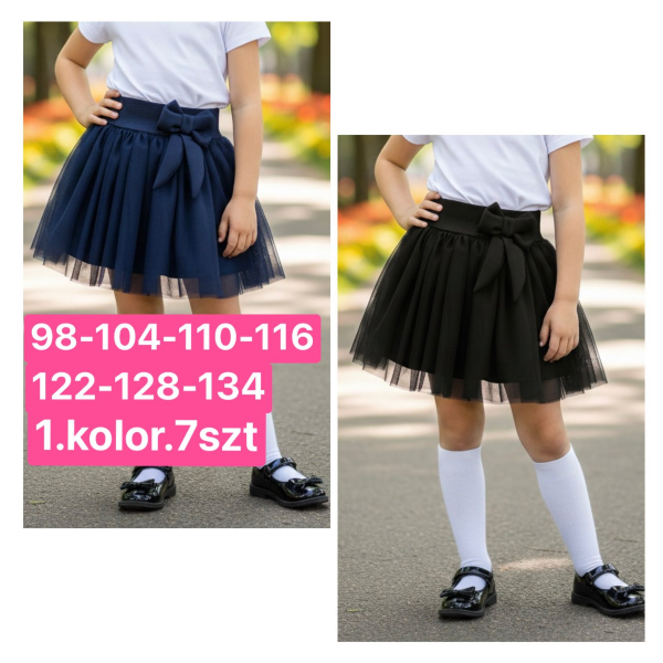 Spódnice dziewczęce Roz 98-134, 1 kolor Paczka 7 szt 1